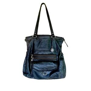 The Sak Soft Leather Shoulder Bag Womens Hobo  Fold over Top Grunge Retro